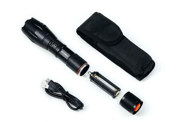 Hyundai Verlichting – Oplaadbare zaklamp met USB – Met reiskoffer en batterijen