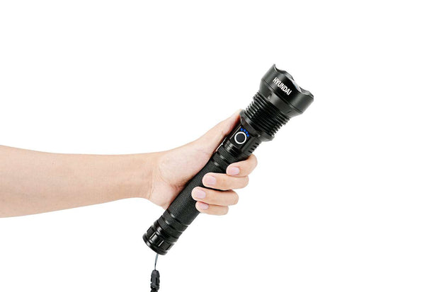 Hyundai Verlichting – Oplaadbare aluminium zaklamp met USB – 25 cm – 2000 lumen LED
