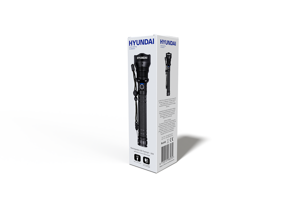 Hyundai Verlichting – Oplaadbare aluminium zaklamp met USB – 25 cm – 2000 lumen LED