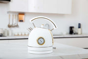 Buccan – Retro Waterkoker – Dome – Wit Goud – Met thermometer