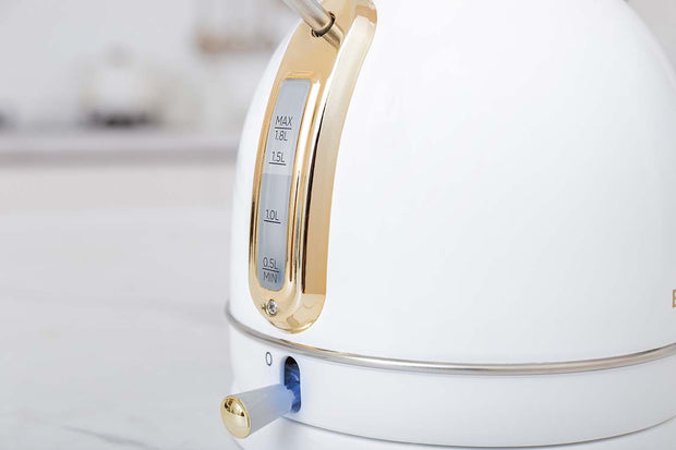 Buccan – Retro Waterkoker – Dome – Wit Goud – Met thermometer
