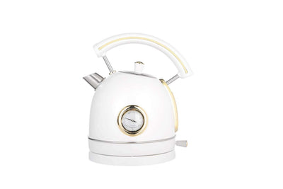 Buccan – Retro Waterkoker – Dome – Wit Goud – Met thermometer