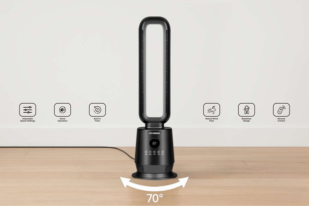Hyundai Electronics – Bladeless ventilator Premium – 3 snelheden – Zwart