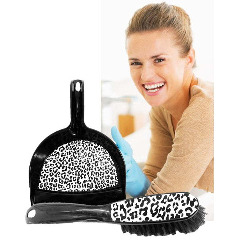 Aqua Laser dustpan and dustpan leopard print Mesa Products