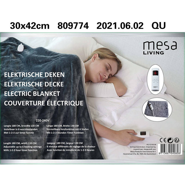 Mesa Living Heizdecke Anthrazit 180x130 cm